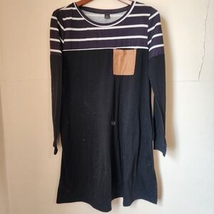 Striped Black and Gray Long Sleeve Top